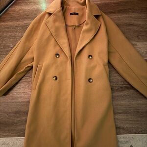 Camel Double-Breasted Trench Coat